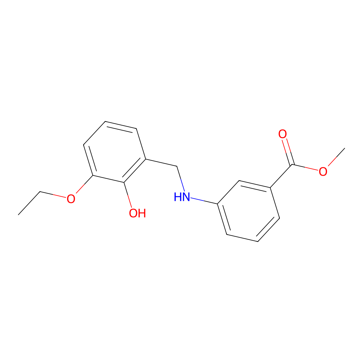 Methyl 3-[(3-ethoxy-2-hydroxybenzyl)amino]benzoate molecular structure, CAS 1223880-88-3