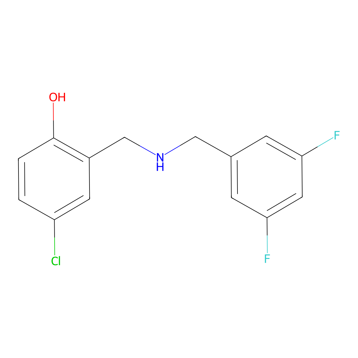 4-Chloro-2-{[(3,5-difluorobenzyl)amino]methyl}phenol molecular structure, CAS 1223880-95-2
