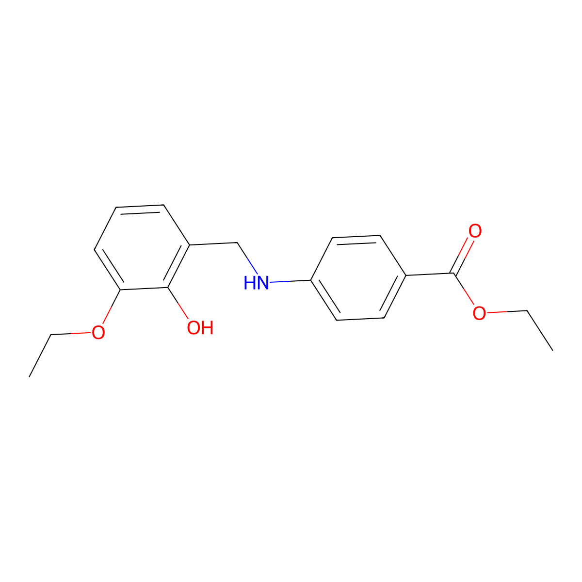 Ethyl 4-[(3-ethoxy-2-hydroxybenzyl)amino]benzoate molecular structure, CAS 1223881-28-4