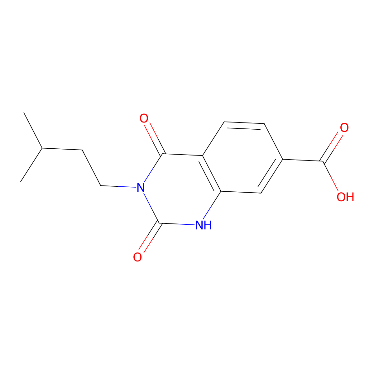 3-(3-Methylbutyl)-2,4-dioxo-1,2,3,4-tetrahydroquinazoline-7-carboxylic acid molecular structure, CAS 1223881-67-1