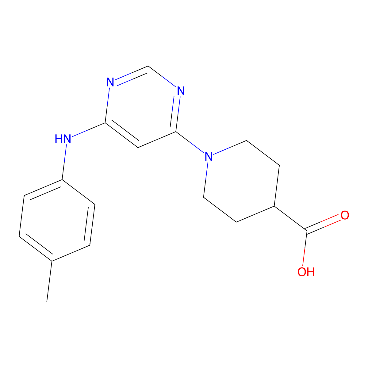 1-{6-[(4-Methylphenyl)amino]pyrimidin-4-yl}piperidine-4-carboxylic acid molecular structure, CAS 1223881-71-7