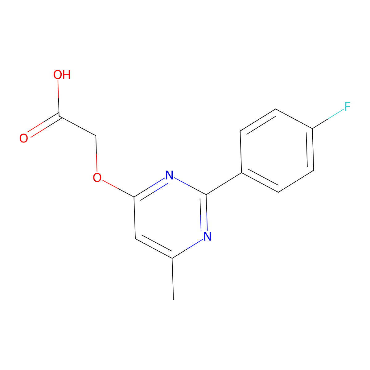 {[2-(4-Fluorophenyl)-6-methylpyrimidin-4-yl]oxy}acetic acid molecular structure, CAS 1223881-84-2