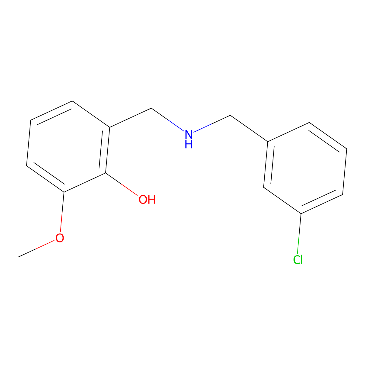 2-{[(3-Chlorobenzyl)amino]methyl}-6-methoxyphenol molecular structure, CAS 1223881-88-6
