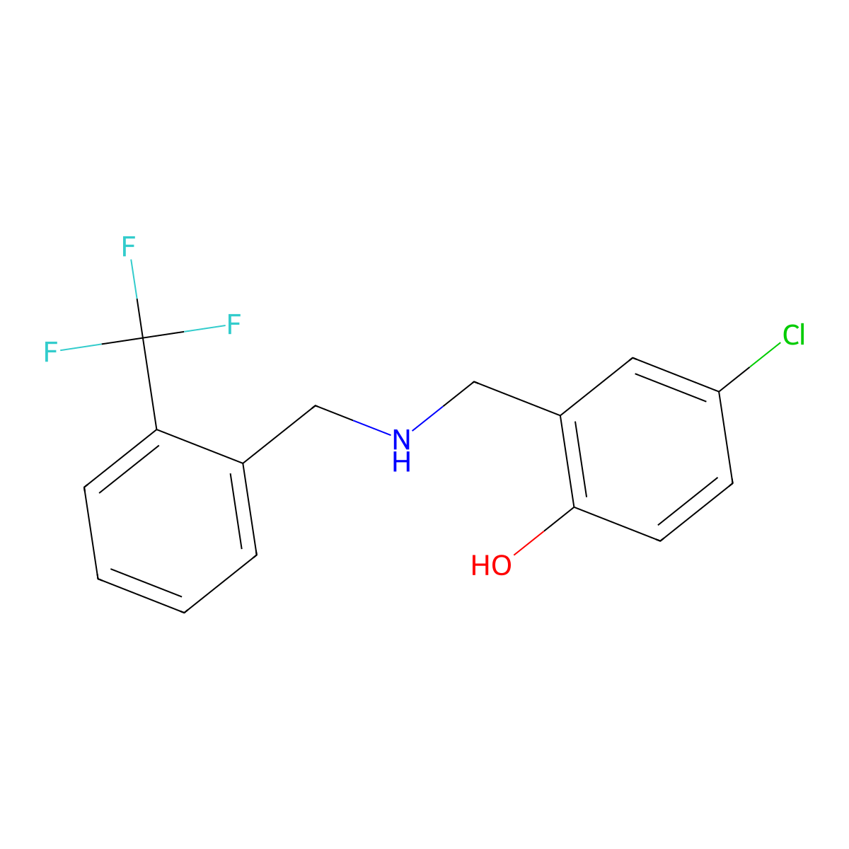 4-Chloro-2-({[2-(trifluoromethyl)benzyl]amino}methyl)phenol molecular structure, CAS 1223883-25-7