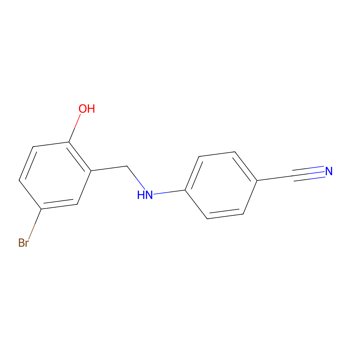 4-[(5-Bromo-2-hydroxybenzyl)amino]benzonitrile molecular structure, CAS 1223883-44-0