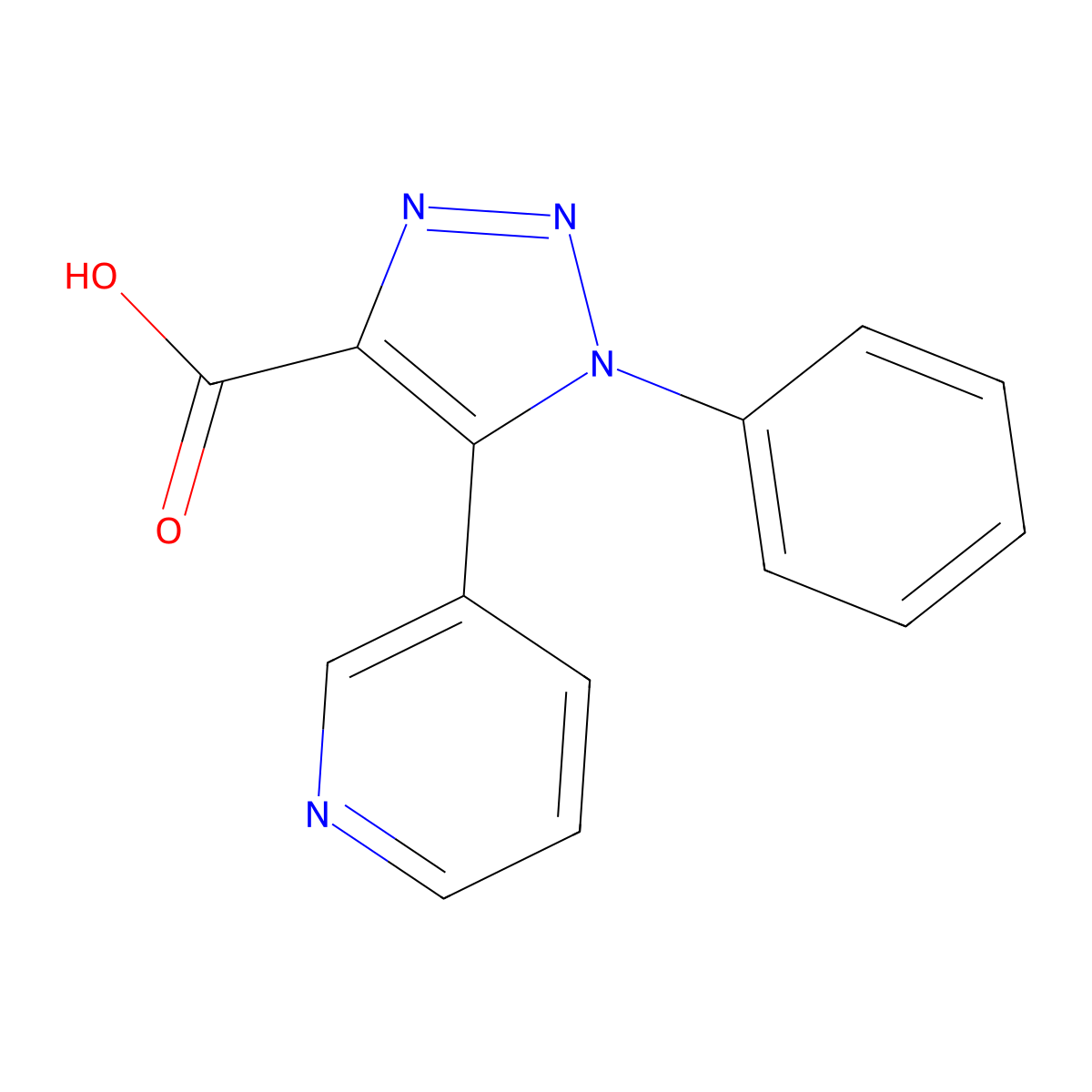 1-phenyl-5-(pyridin-3-yl)-1H-1,2,3-triazole-4-carboxylic acid molecular structure, CAS 1223883-60-0
