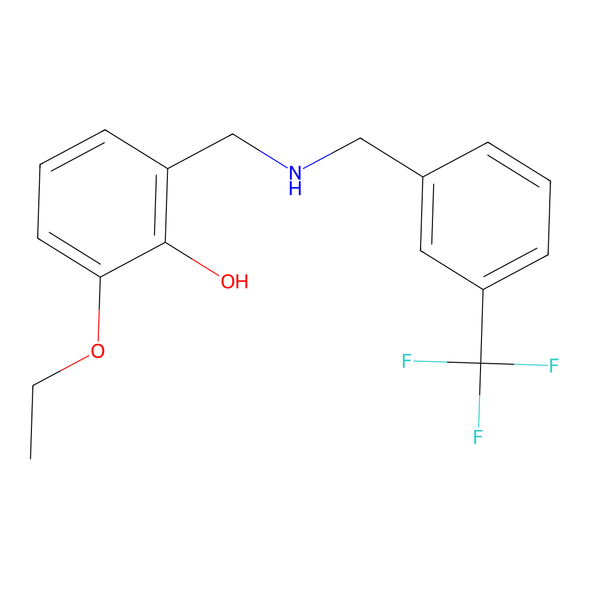 2-Ethoxy-6-({[3-(trifluoromethyl)benzyl]amino}methyl)phenol molecular structure, CAS 1223884-65-8