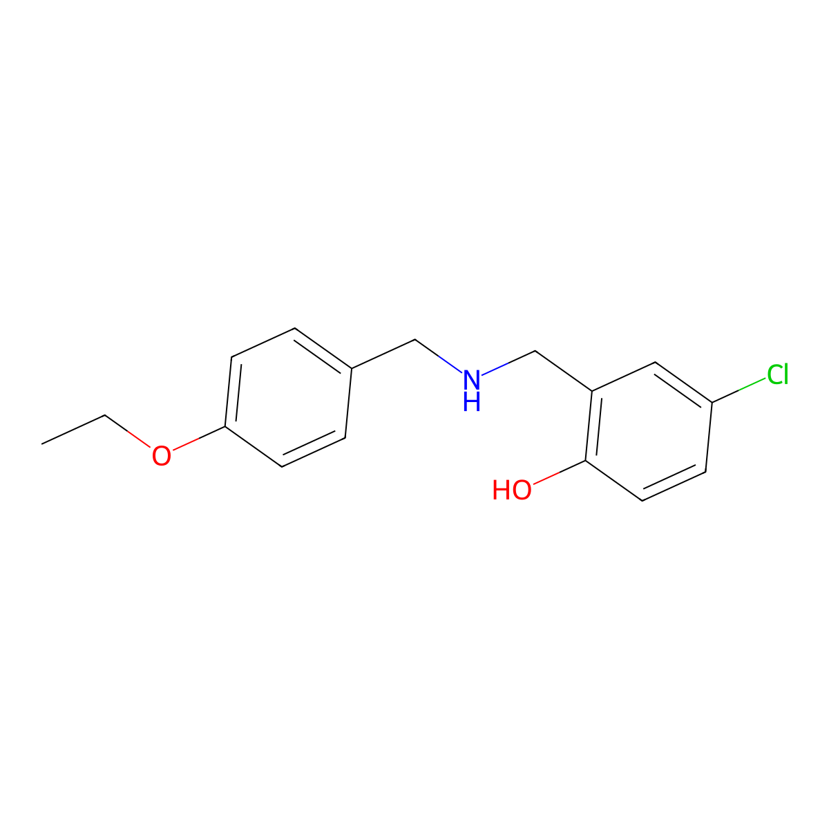 4-Chloro-2-{[(4-ethoxybenzyl)amino]methyl}phenol molecular structure, CAS 1223884-73-8