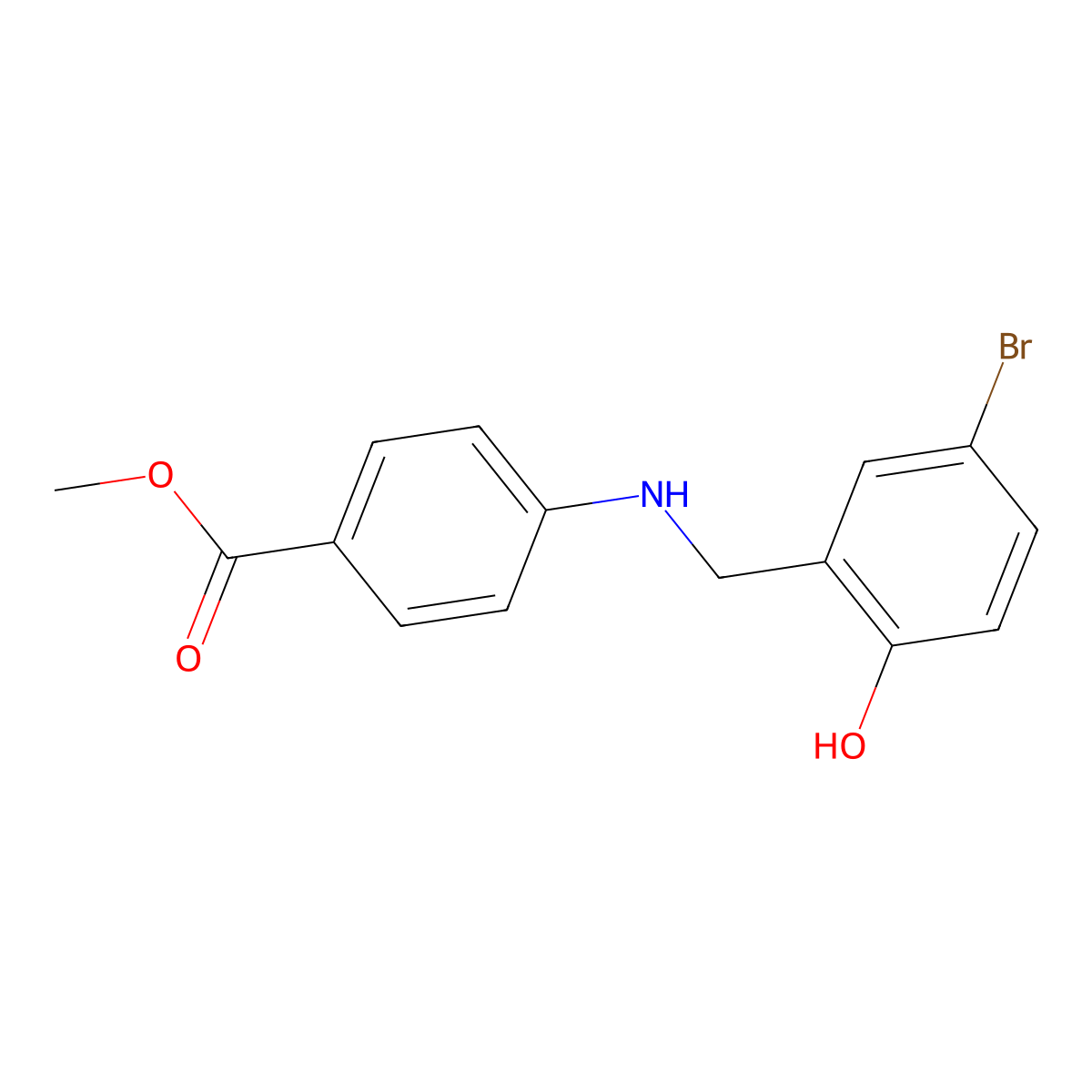 Methyl 4-[(5-bromo-2-hydroxybenzyl)amino]benzoate molecular structure, CAS 1223885-01-5