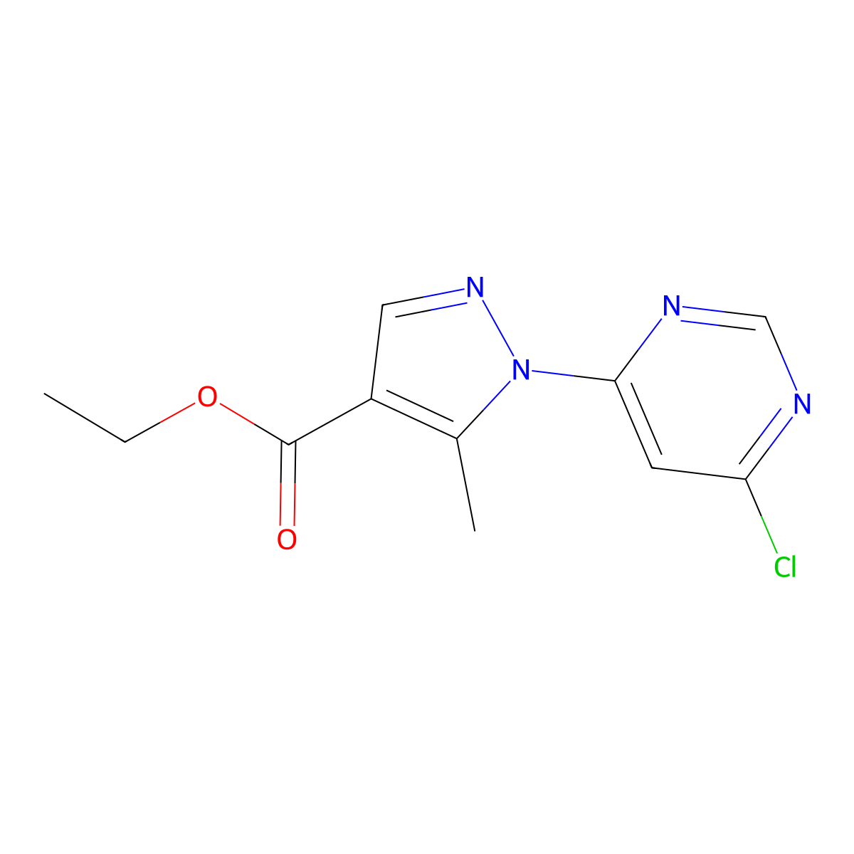 ethyl 1-(6-chloropyrimidin-4-yl)-5-methyl-1H-pyrazole-4-carboxylate molecular structure, CAS 1223885-16-2