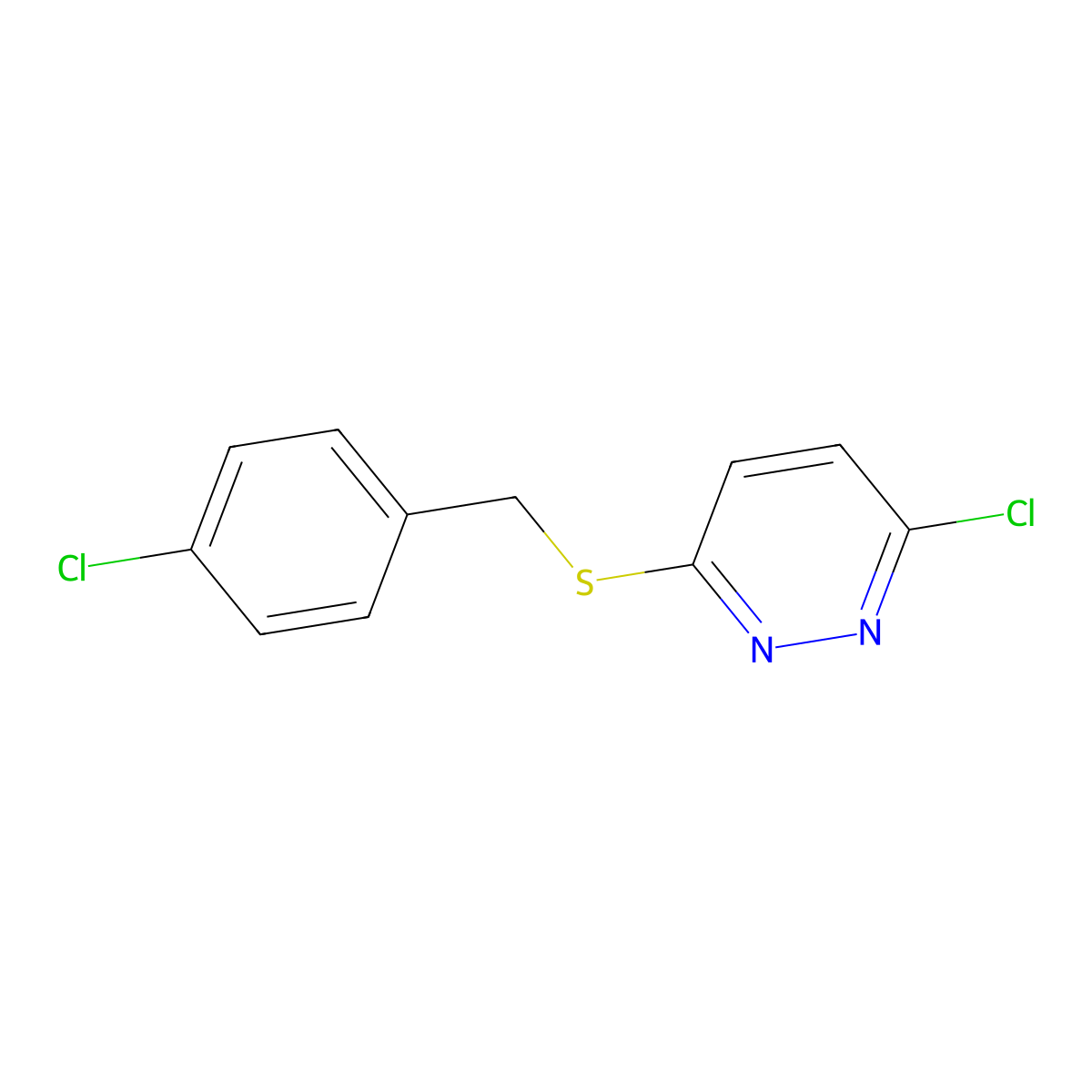 3-Chloro-6-[(4-chlorobenzyl)sulfanyl]pyridazine molecular structure, CAS 1223885-41-3
