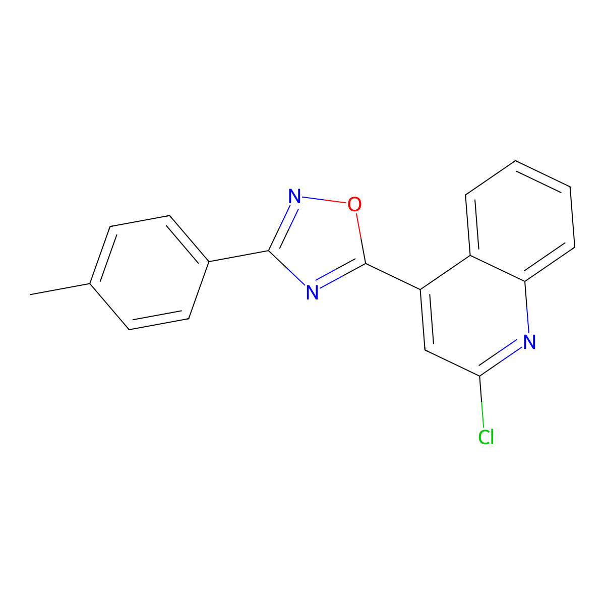 2-Chloro-4-[3-(4-methylphenyl)-1,2,4-oxadiazol-5-yl]quinoline molecular structure, CAS 1223886-30-3