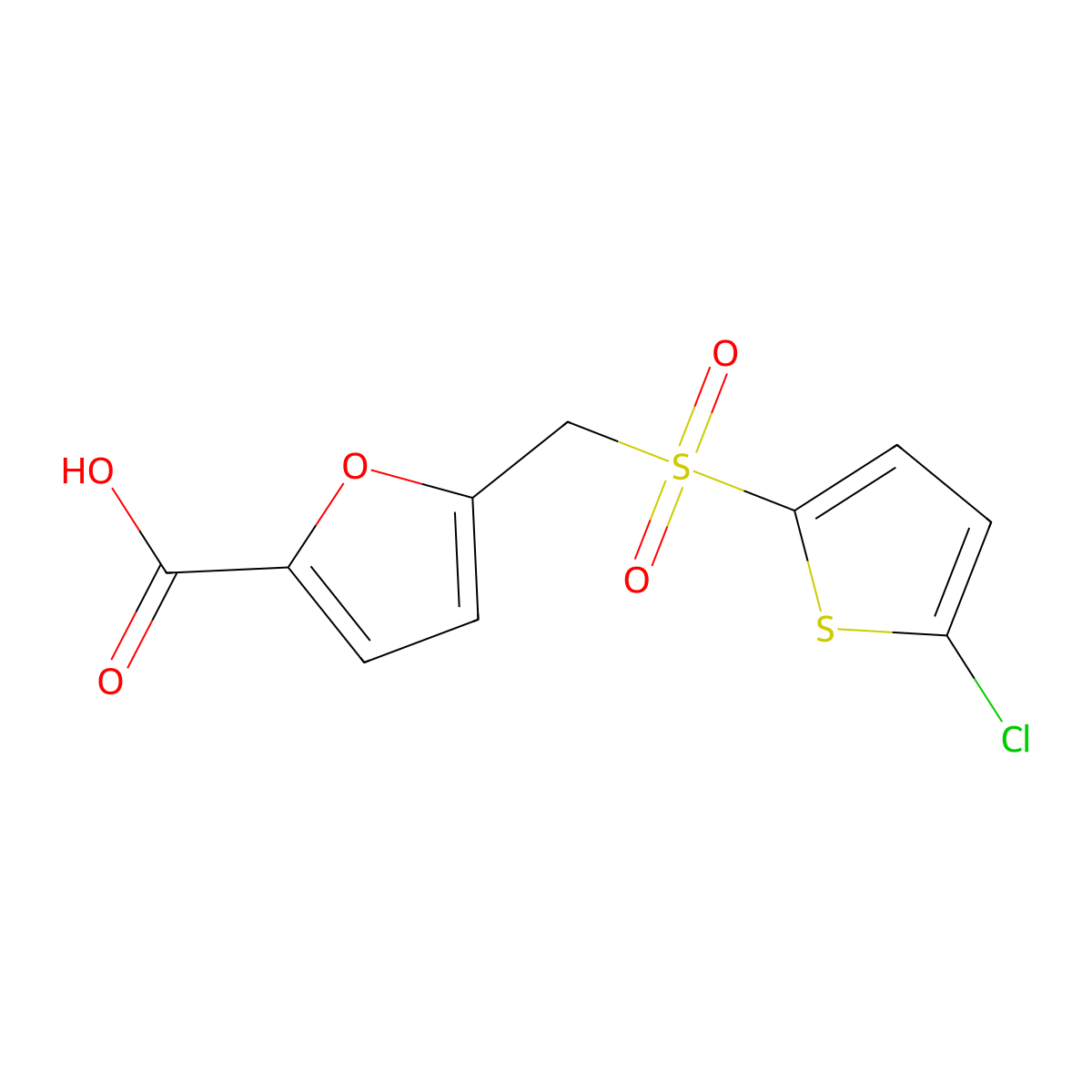 5-{[(5-Chlorothiophen-2-yl)sulfonyl]methyl}furan-2-carboxylic acid molecular structure, CAS 1223887-65-7