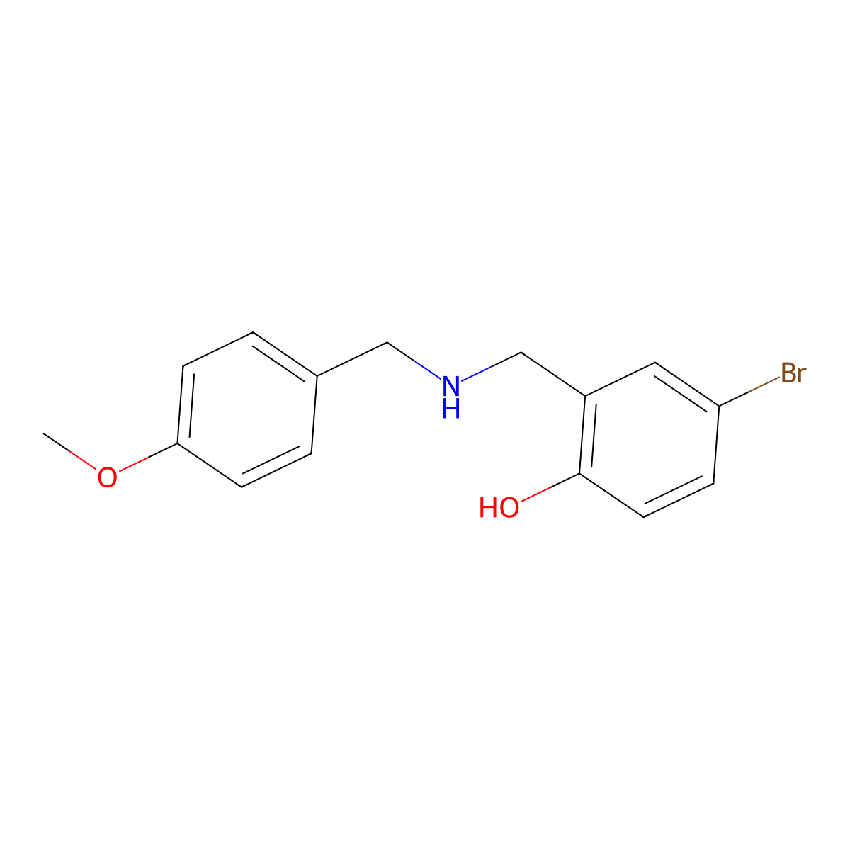 4-Bromo-2-{[(4-methoxybenzyl)amino]methyl}phenol molecular structure, CAS 1223888-21-8