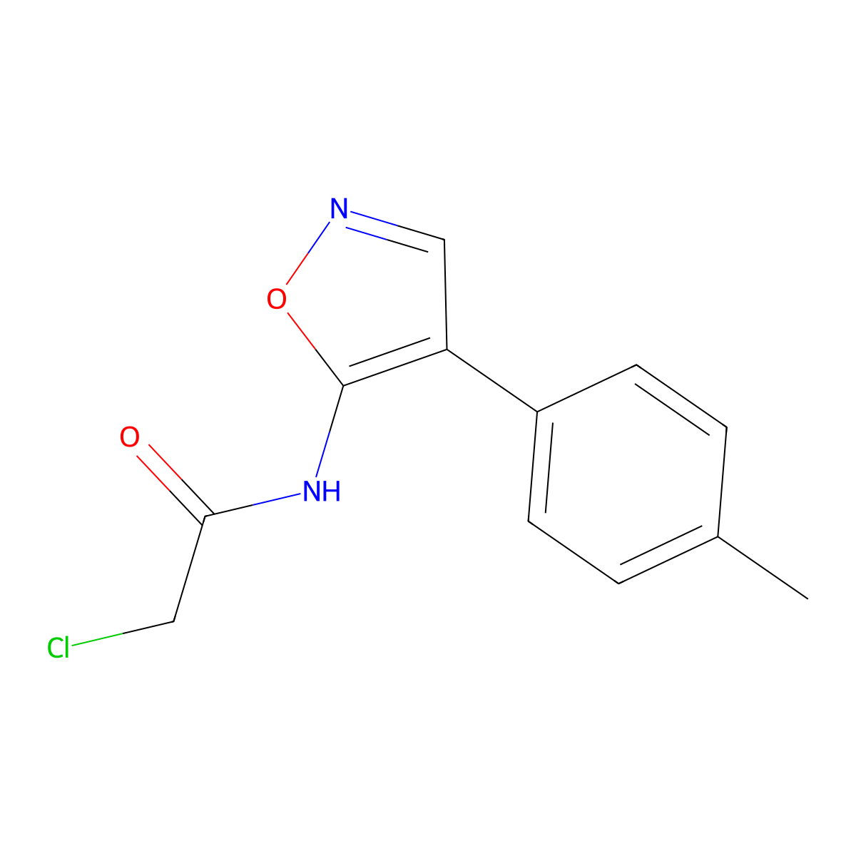 2-chloro-N-[4-(4-methylphenyl)-1,2-oxazol-5-yl]acetamide molecular structure, CAS 1223888-23-0