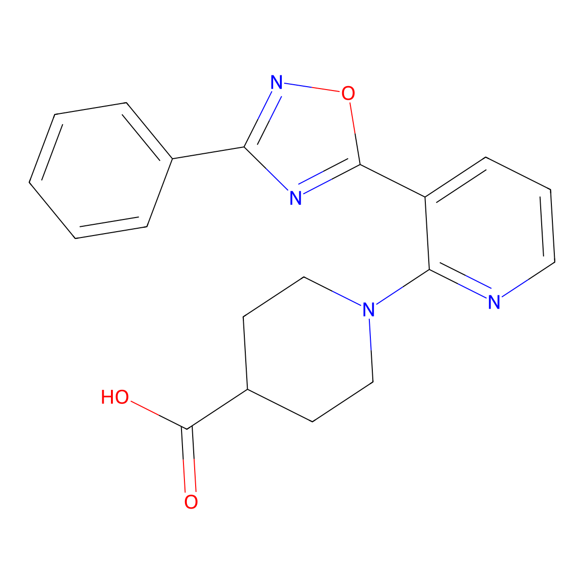 1-[3-(3-Phenyl-1,2,4-oxadiazol-5-yl)pyridin-2-yl]piperidine-4-carboxylic acid molecular structure, CAS 1223888-31-0