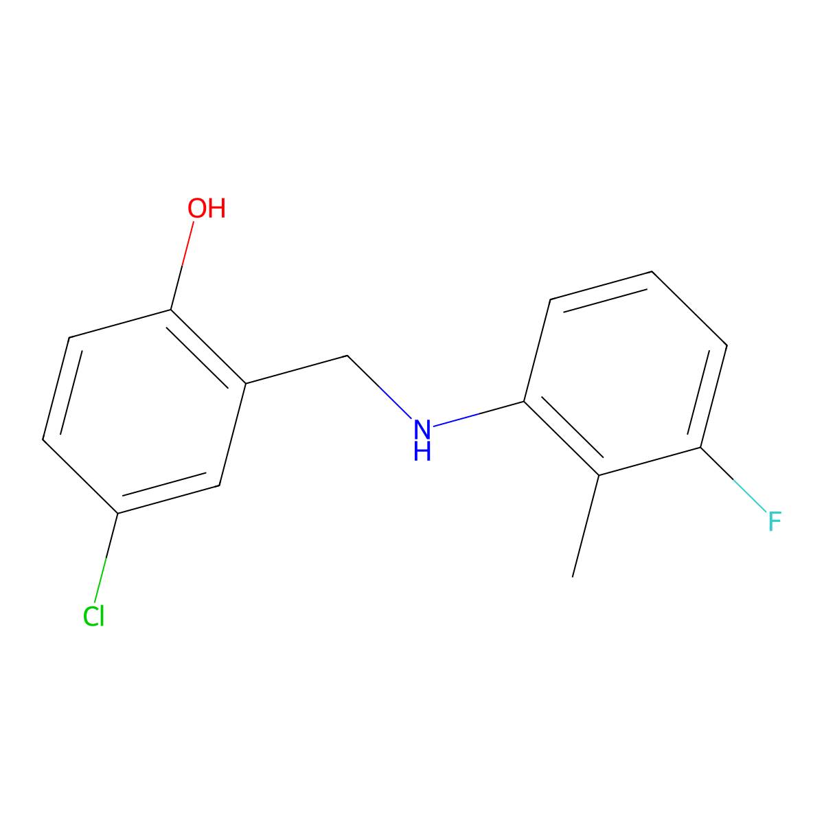 4-Chloro-2-{[(3-fluoro-2-methylphenyl)amino]methyl}phenol molecular structure, CAS 1223888-52-5