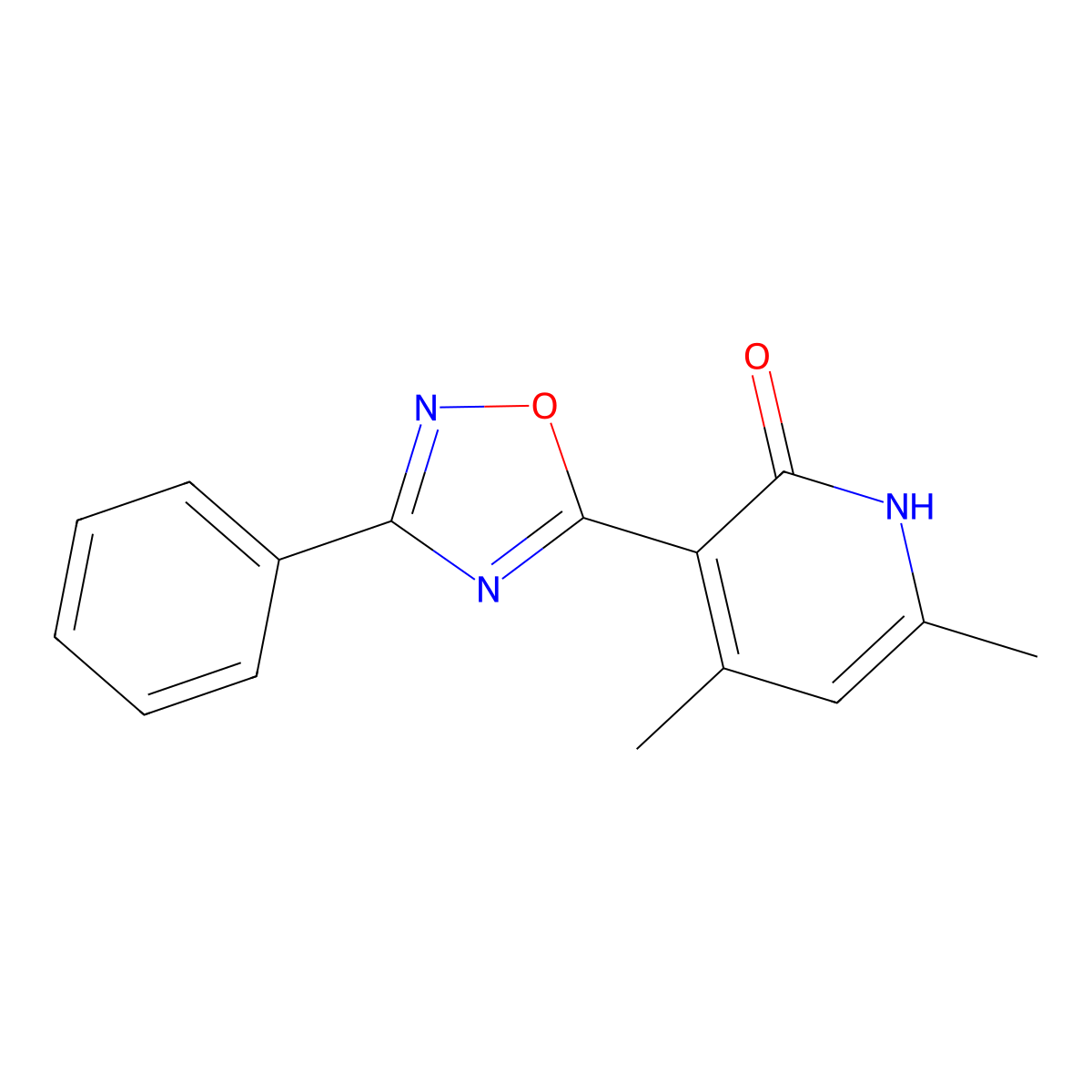 4,6-Dimethyl-3-(3-phenyl-1,2,4-oxadiazol-5-yl)-1,2-dihydropyridin-2-one molecular structure, CAS 1223888-72-9
