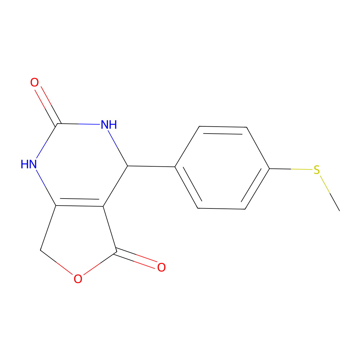 4-[4-(methylsulfanyl)phenyl]-4,7-dihydrofuro[3,4-d]pyrimidine-2,5(1H,3H)-dione molecular structure, CAS 1223888-73-0