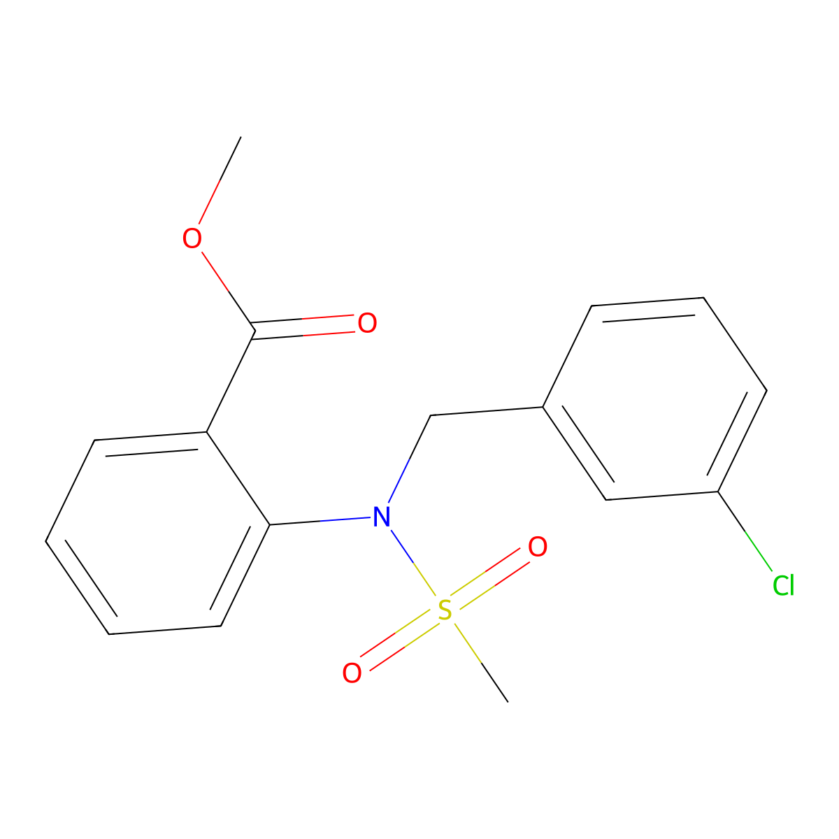 Methyl 2-[(3-chlorobenzyl)(methylsulfonyl)amino]benzoate molecular structure, CAS 1223889-17-5
