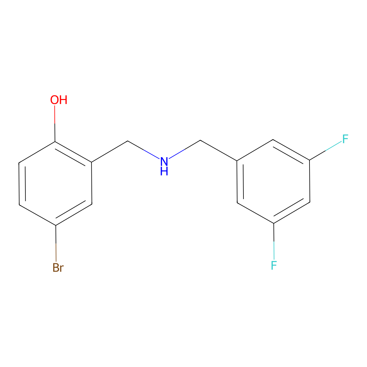 4-Bromo-2-{[(3,5-difluorobenzyl)amino]methyl}phenol molecular structure, CAS 1223889-75-5