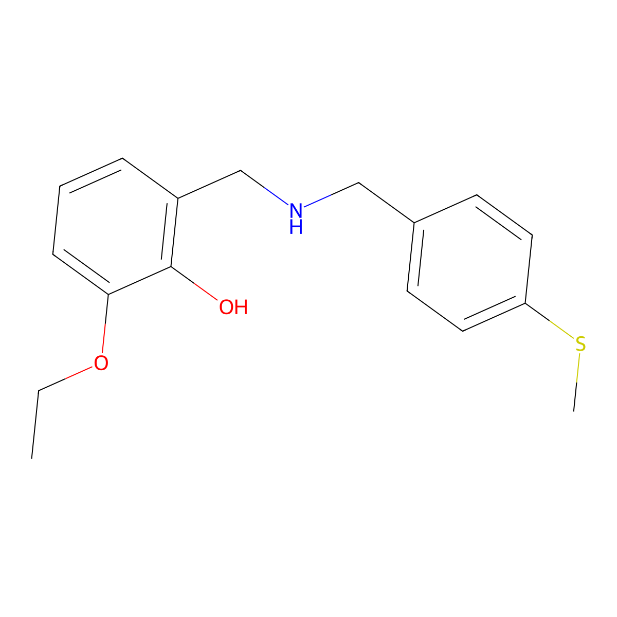 2-Ethoxy-6-({[4-(methylthio)benzyl]amino}methyl)phenol molecular structure, CAS 1223889-89-1