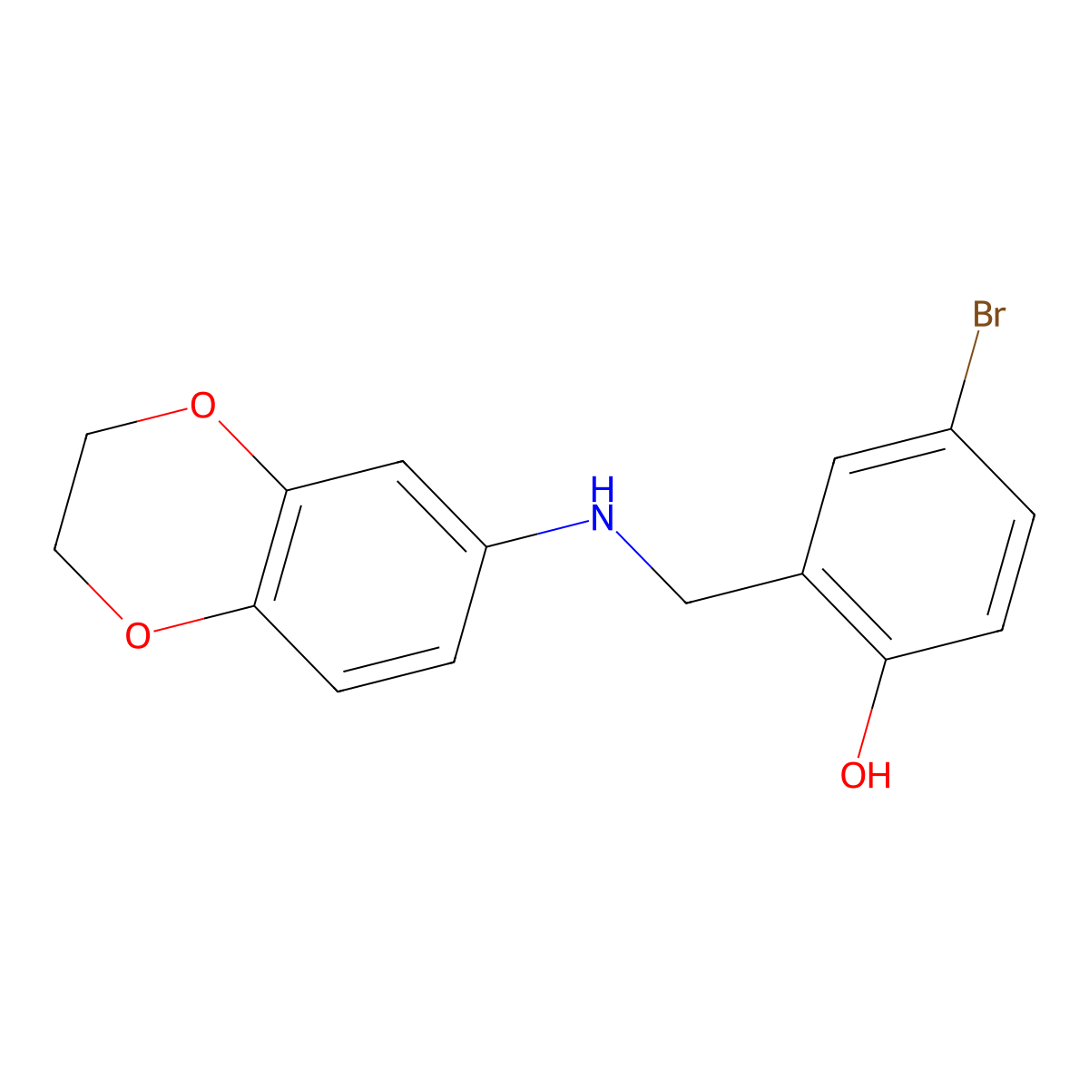 4-Bromo-2-[(2,3-dihydro-1,4-benzodioxin-6-ylamino)methyl]phenol molecular structure, CAS 1223891-03-9