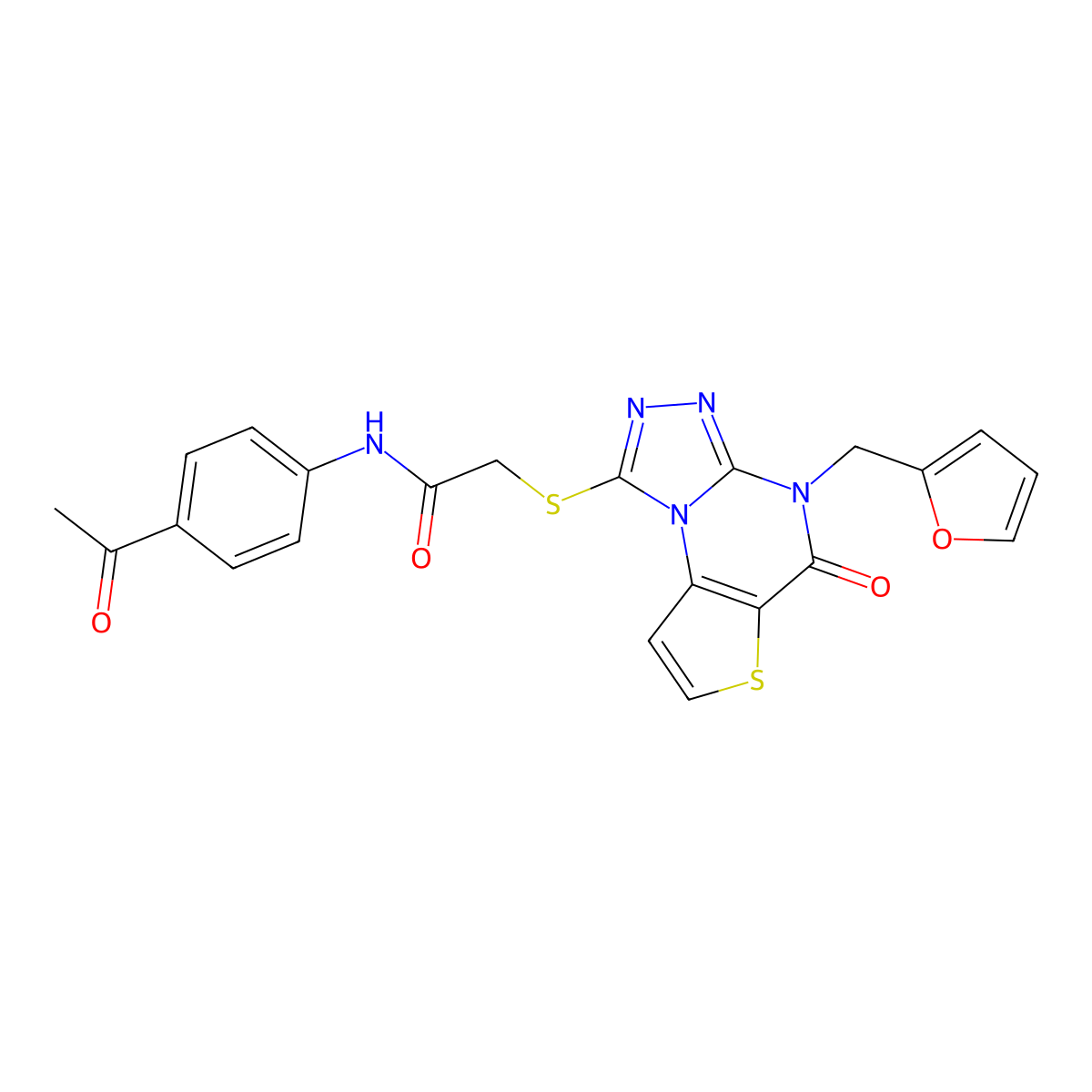 N-(4-acetylphenyl)-2-({8-[(furan-2-yl)methyl]-7-oxo-5-thia-1,8,10,11-tetraazatricyclo[7.3.0.0^{2,6}]dodeca-2(6),3,9,11-tetraen-12-yl}sulfanyl)acetamide molecular structure, CAS 1223893-42-2
