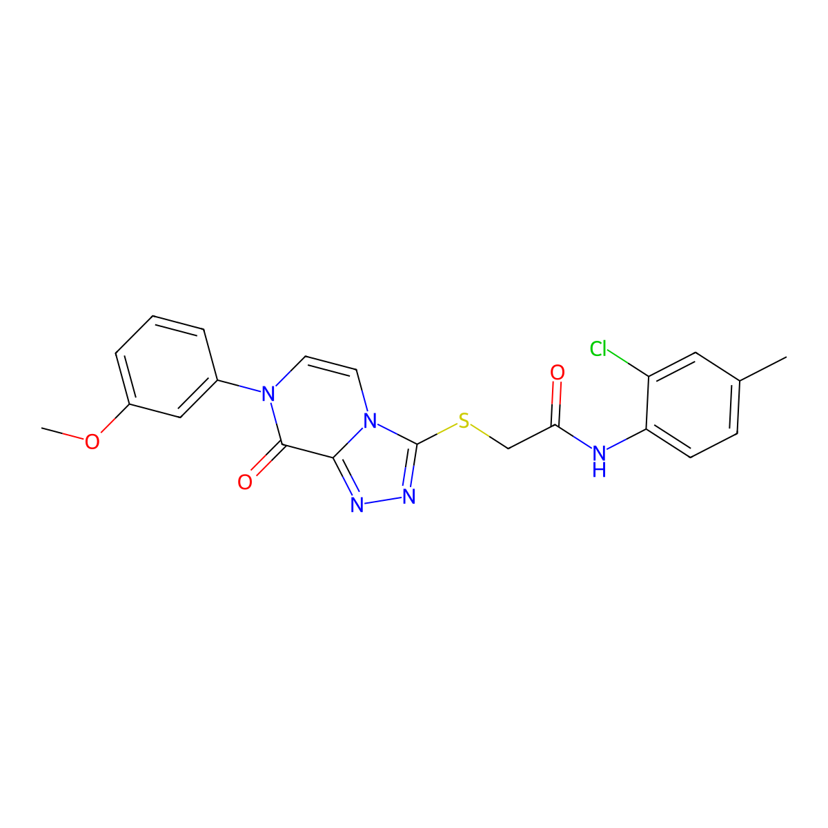 N-(2-chloro-4-methylphenyl)-2-((7-(3-methoxyphenyl)-8-oxo-7,8-dihydro-[1,2,4]triazolo[4,3-a]pyrazin-3-yl)thio)acetamide molecular structure, CAS 1223893-93-3
