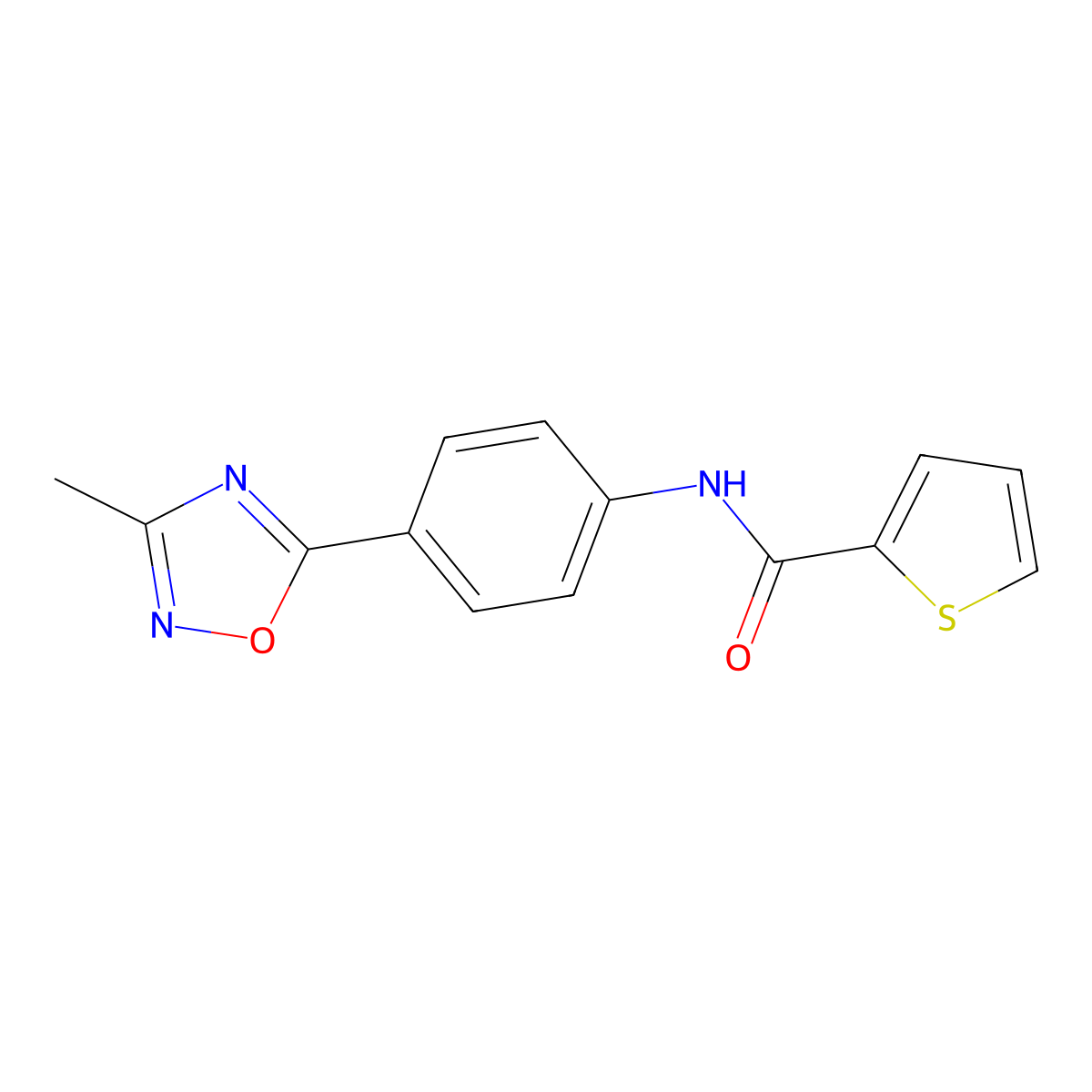 N-[4-(3-methyl-1,2,4-oxadiazol-5-yl)phenyl]thiophene-2-carboxamide molecular structure, CAS 1223894-48-1