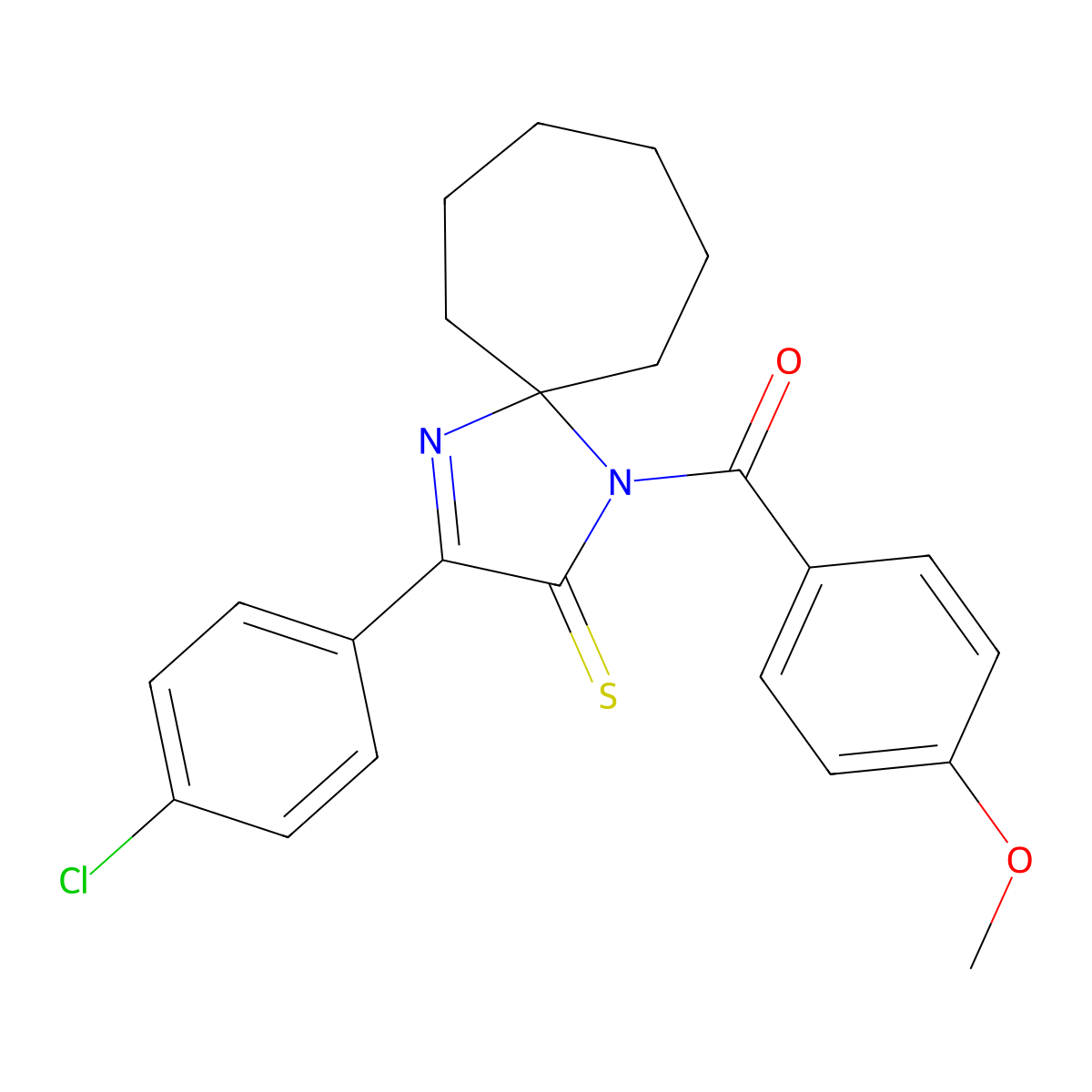 3-(4-Chlorophenyl)-1-(4-methoxybenzoyl)-1,4-diazaspiro[4.6]undec-3-ene-2-thione molecular structure, CAS 1223895-50-8