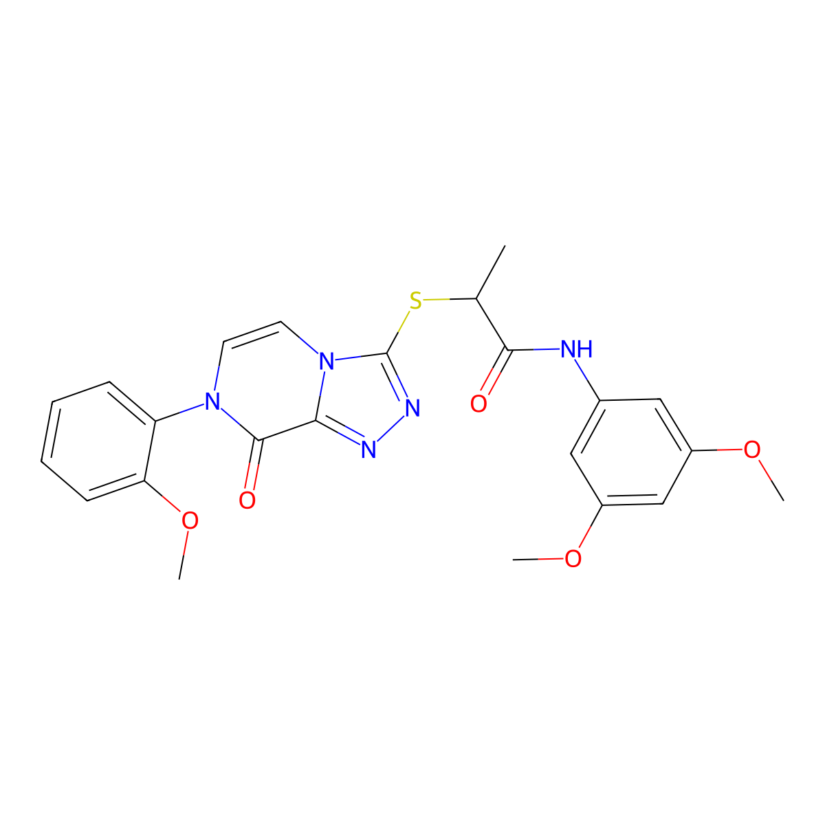N-(3,5-dimethoxyphenyl)-2-((7-(2-methoxyphenyl)-8-oxo-7,8-dihydro-[1,2,4]triazolo[4,3-a]pyrazin-3-yl)thio)propanamide molecular structure, CAS 1223896-04-5