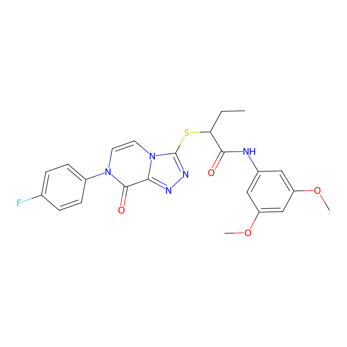 N-(3,5-dimethoxyphenyl)-2-{[7-(4-fluorophenyl)-8-oxo-7,8-dihydro[1,2,4]triazolo[4,3-a]pyrazin-3-yl]thio}butanamide molecular structure, CAS 1223896-13-6