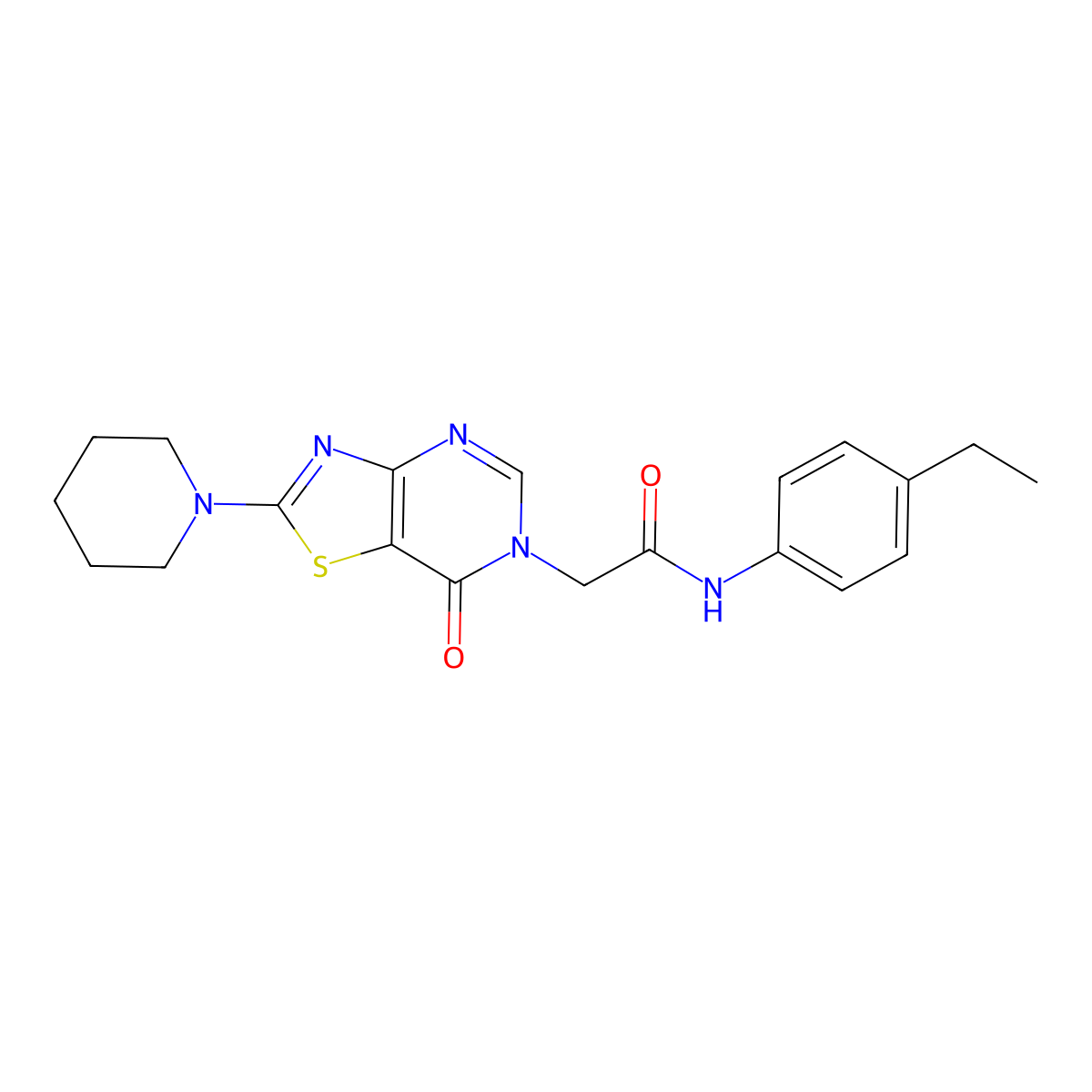 N-(4-ethylphenyl)-2-[7-oxo-2-(piperidin-1-yl)[1,3]thiazolo[4,5-d]pyrimidin-6(7H)-yl]acetamide molecular structure, CAS 1223896-23-8