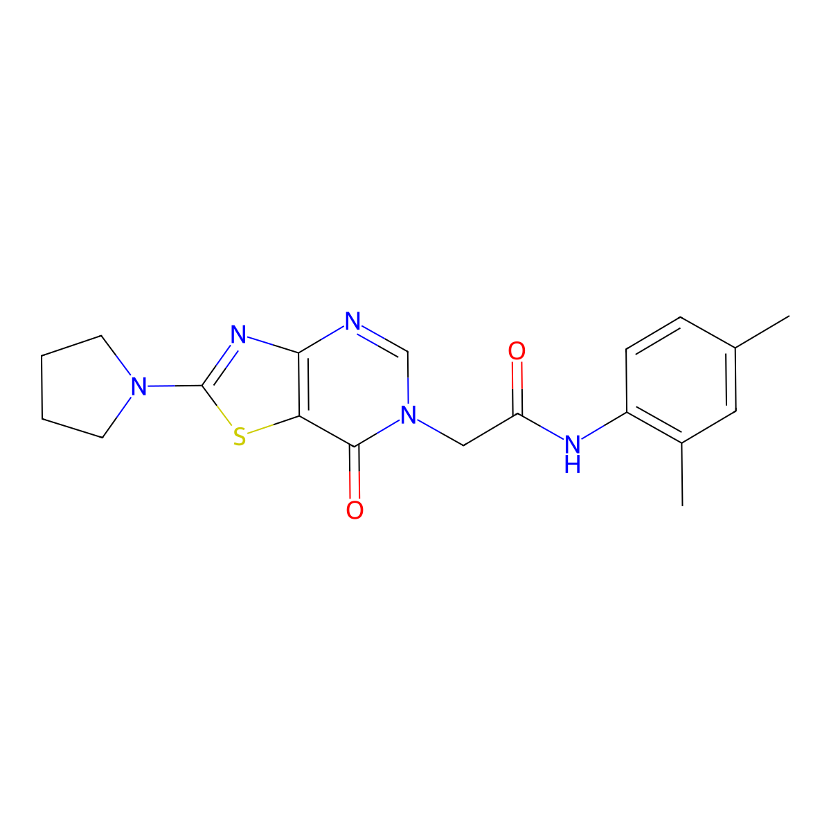 N-(2,4-dimethylphenyl)-2-(7-oxo-2-(pyrrolidin-1-yl)thiazolo[4,5-d]pyrimidin-6(7H)-yl)acetamide molecular structure, CAS 1223896-86-3