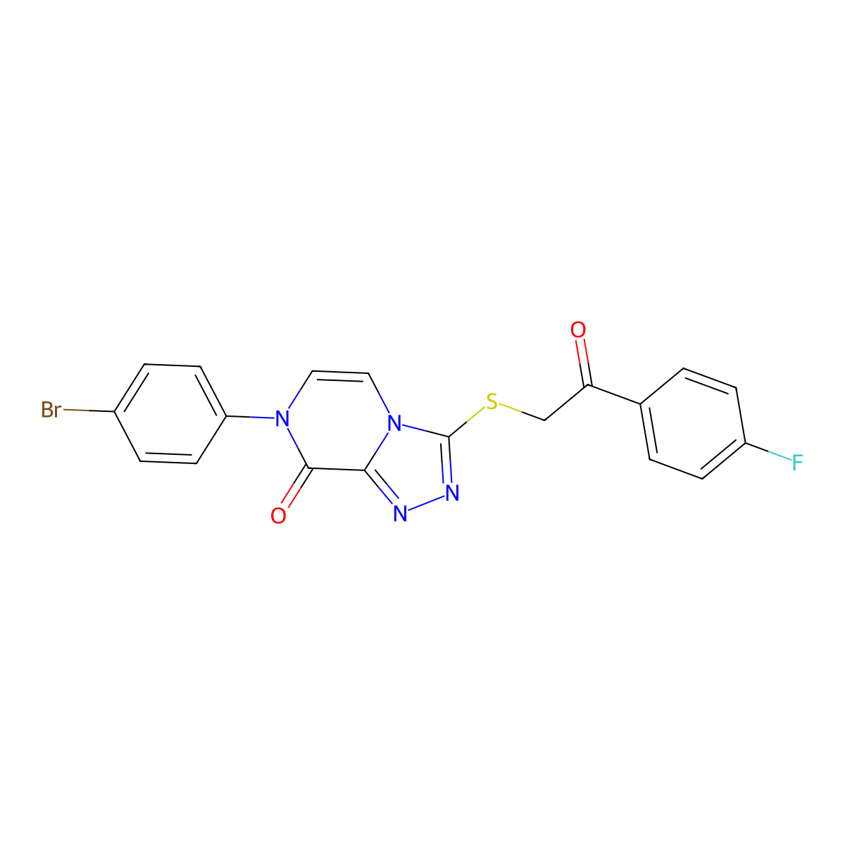 7-(4-bromophenyl)-3-((2-(4-fluorophenyl)-2-oxoethyl)thio)-[1,2,4]triazolo[4,3-a]pyrazin-8(7H)-one molecular structure, CAS 1223896-89-6