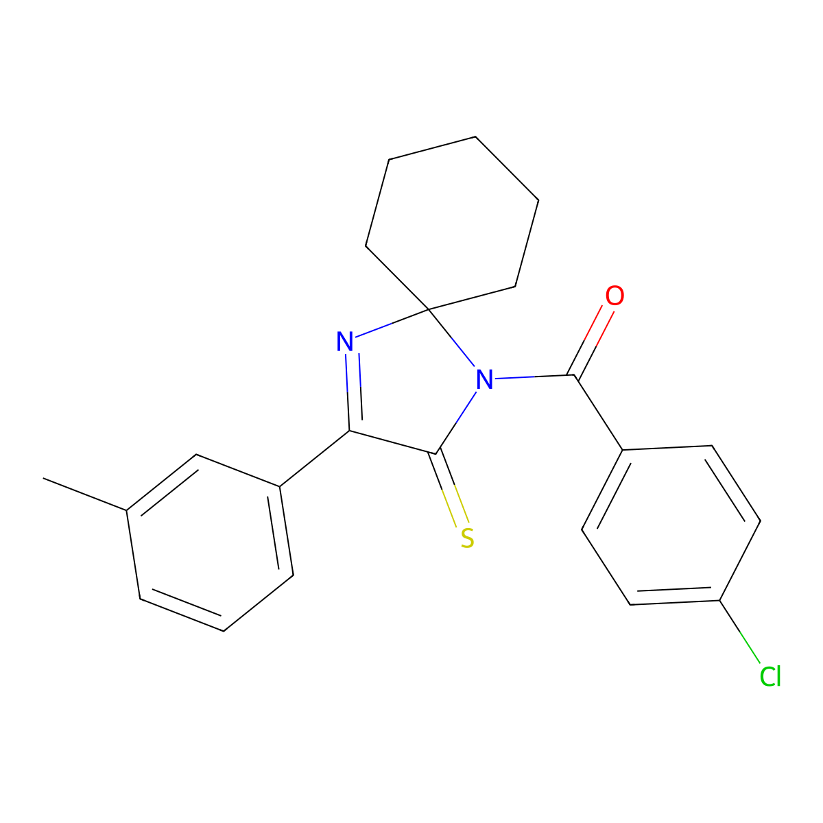 1-(4-Chlorobenzoyl)-3-(3-methylphenyl)-1,4-diazaspiro[4.5]dec-3-ene-2-thione molecular structure, CAS 1223897-53-7