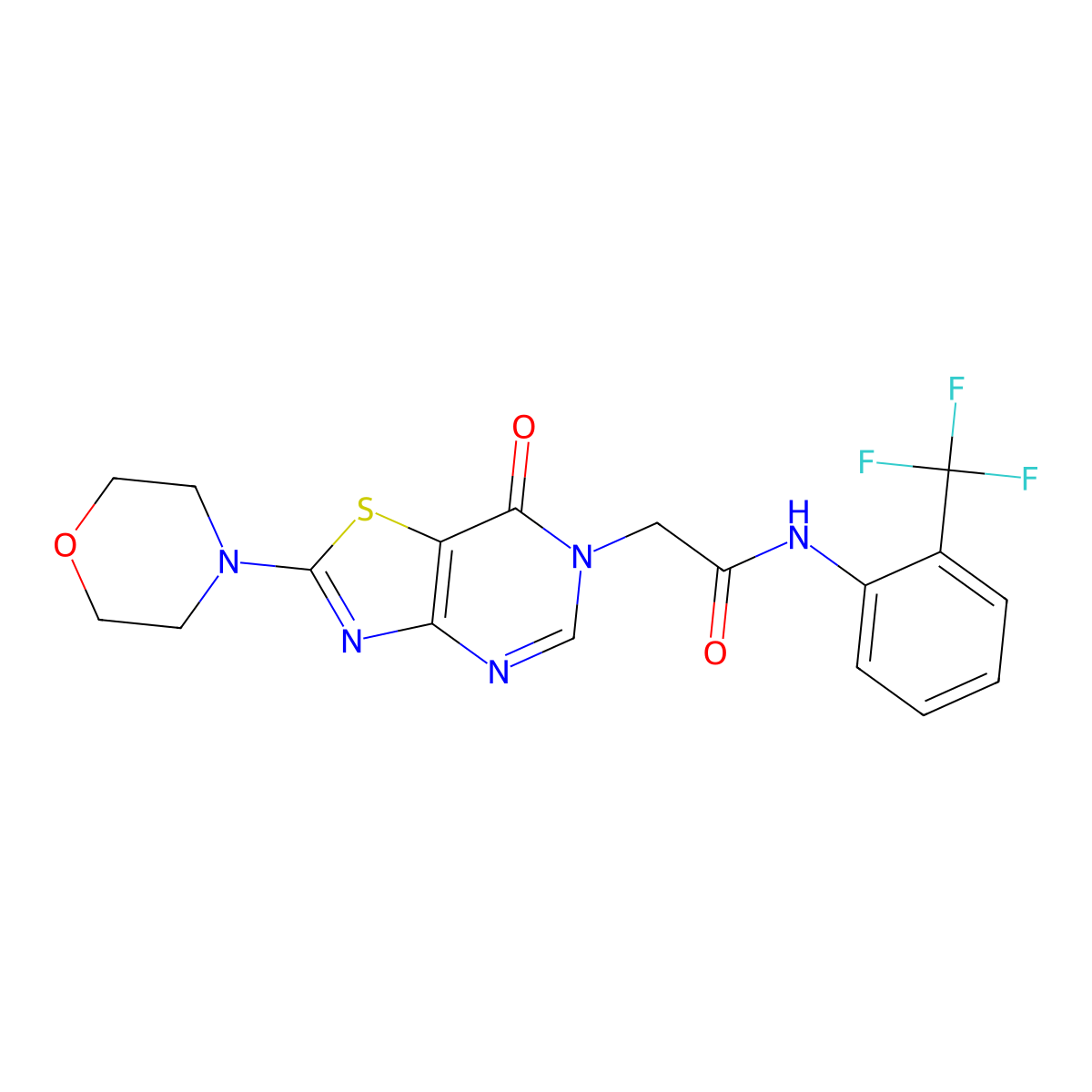 2-(2-morpholino-7-oxothiazolo[4,5-d]pyrimidin-6(7H)-yl)-N-(2-(trifluoromethyl)phenyl)acetamide molecular structure, CAS 1223899-44-2