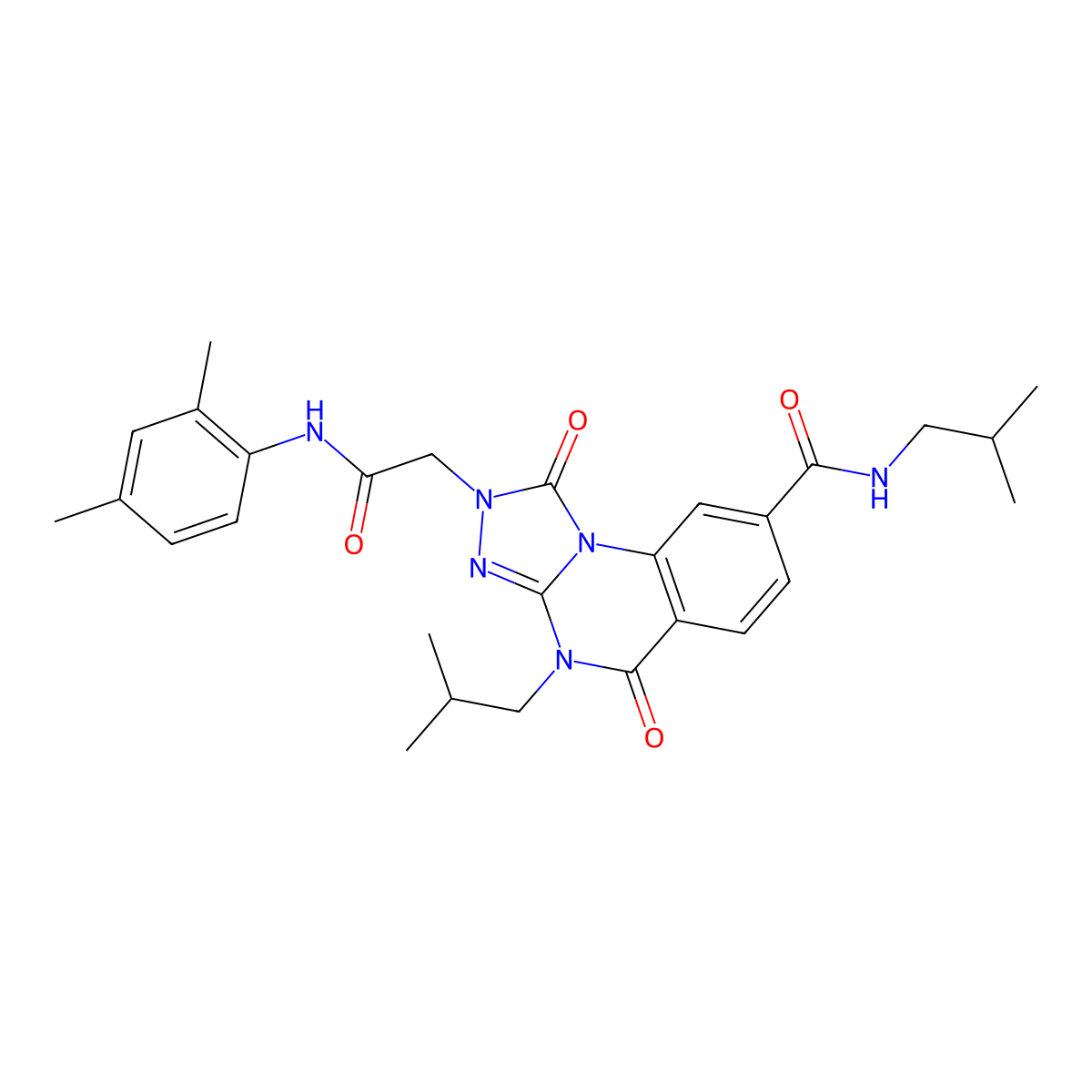 2-(2-((2,4-dimethylphenyl)amino)-2-oxoethyl)-N,4-diisobutyl-1,5-dioxo-1,2,4,5-tetrahydro-[1,2,4]triazolo[4,3-a]quinazoline-8-carboxamide molecular structure, CAS 1223900-66-0