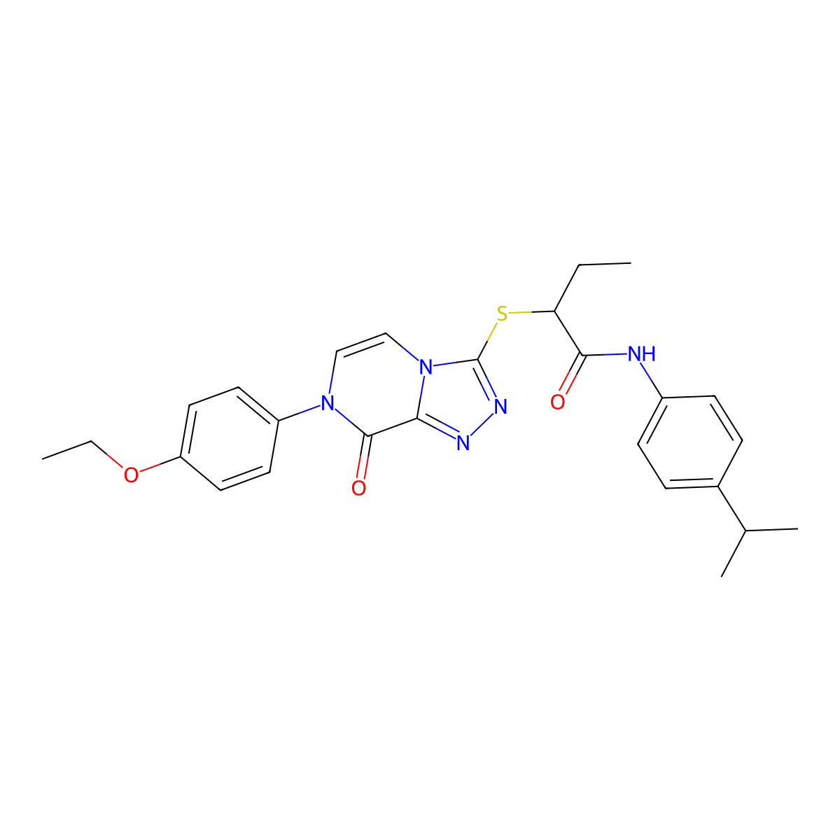 2-{[7-(4-ethoxyphenyl)-8-oxo-7H,8H-[1,2,4]triazolo[4,3-a]pyrazin-3-yl]sulfanyl}-N-[4-(propan-2-yl)phenyl]butanamide molecular structure, CAS 1223901-72-1