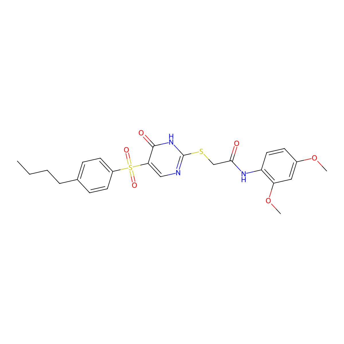 2-((5-((4-butylphenyl)sulfonyl)-6-oxo-1,6-dihydropyrimidin-2-yl)thio)-N-(2,4-dimethoxyphenyl)acetamide molecular structure, CAS 1223902-06-4