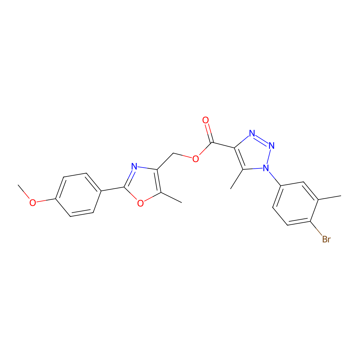 [2-(4-methoxyphenyl)-5-methyl-1,3-oxazol-4-yl]methyl 1-(4-bromo-3-methylphenyl)-5-methyl-1H-1,2,3-triazole-4-carboxylate molecular structure, CAS 1223902-42-8