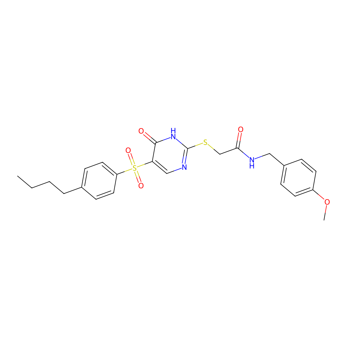 2-((5-((4-butylphenyl)sulfonyl)-6-oxo-1,6-dihydropyrimidin-2-yl)thio)-N-(4-methoxybenzyl)acetamide molecular structure, CAS 1223902-49-5