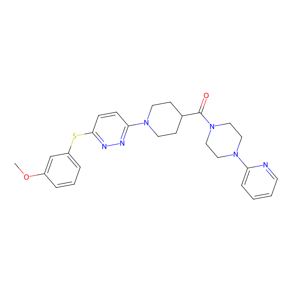 3-[(3-Methoxyphenyl)sulfanyl]-6-{4-[4-(pyridin-2-yl)piperazine-1-carbonyl]piperidin-1-yl}pyridazine molecular structure, CAS 1223902-87-1