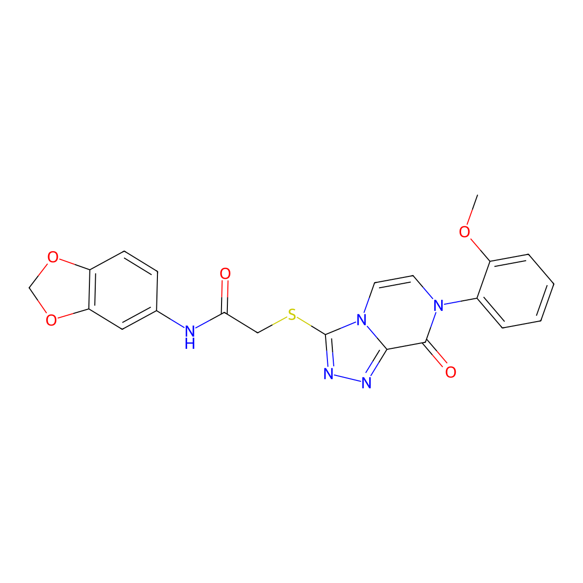 N-(2H-1,3-benzodioxol-5-yl)-2-{[7-(2-methoxyphenyl)-8-oxo-7H,8H-[1,2,4]triazolo[4,3-a]pyrazin-3-yl]sulfanyl}acetamide molecular structure, CAS 1223904-21-9
