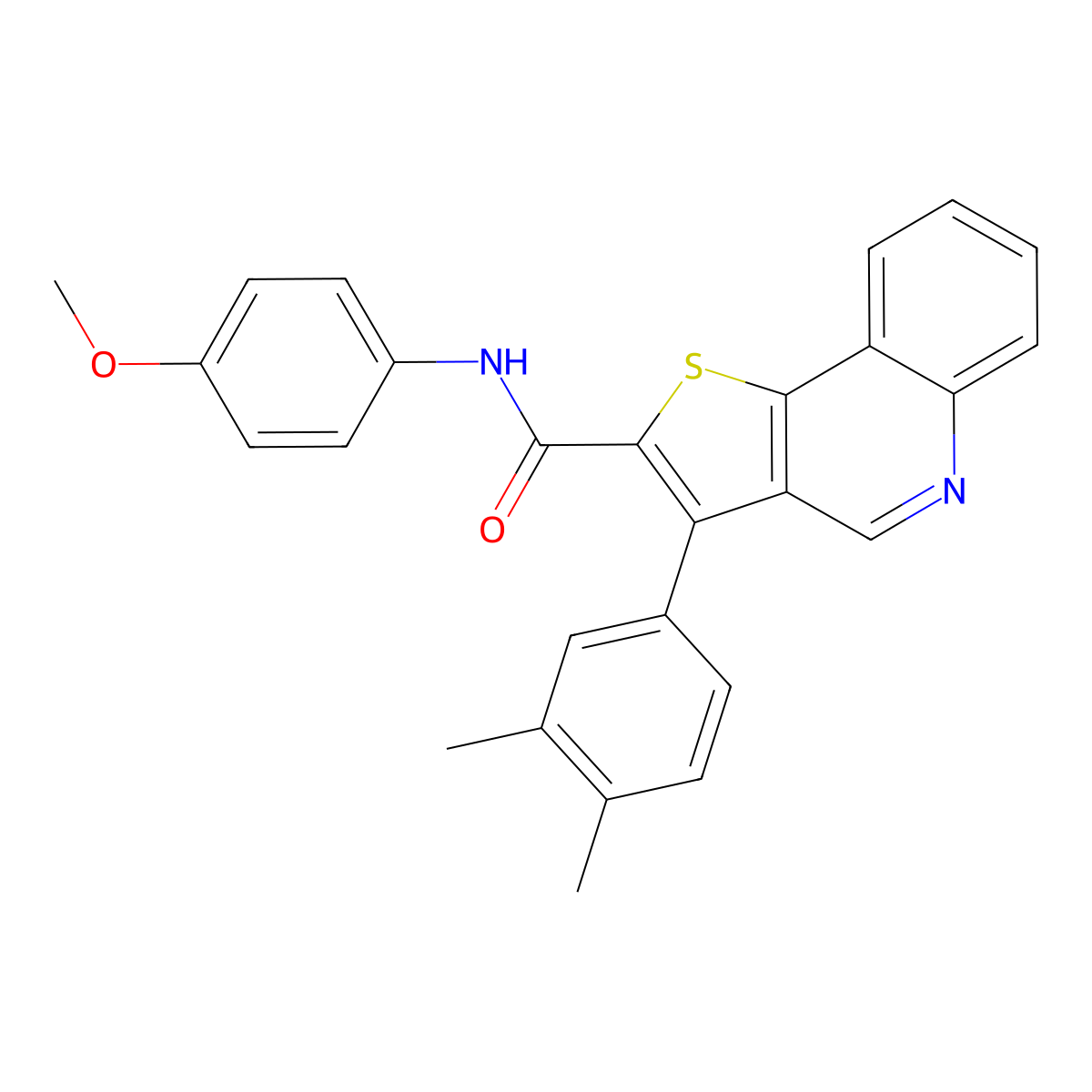 3-(3,4-dimethylphenyl)-N-(4-methoxyphenyl)thieno[3,2-c]quinoline-2-carboxamide molecular structure, CAS 1223904-24-2