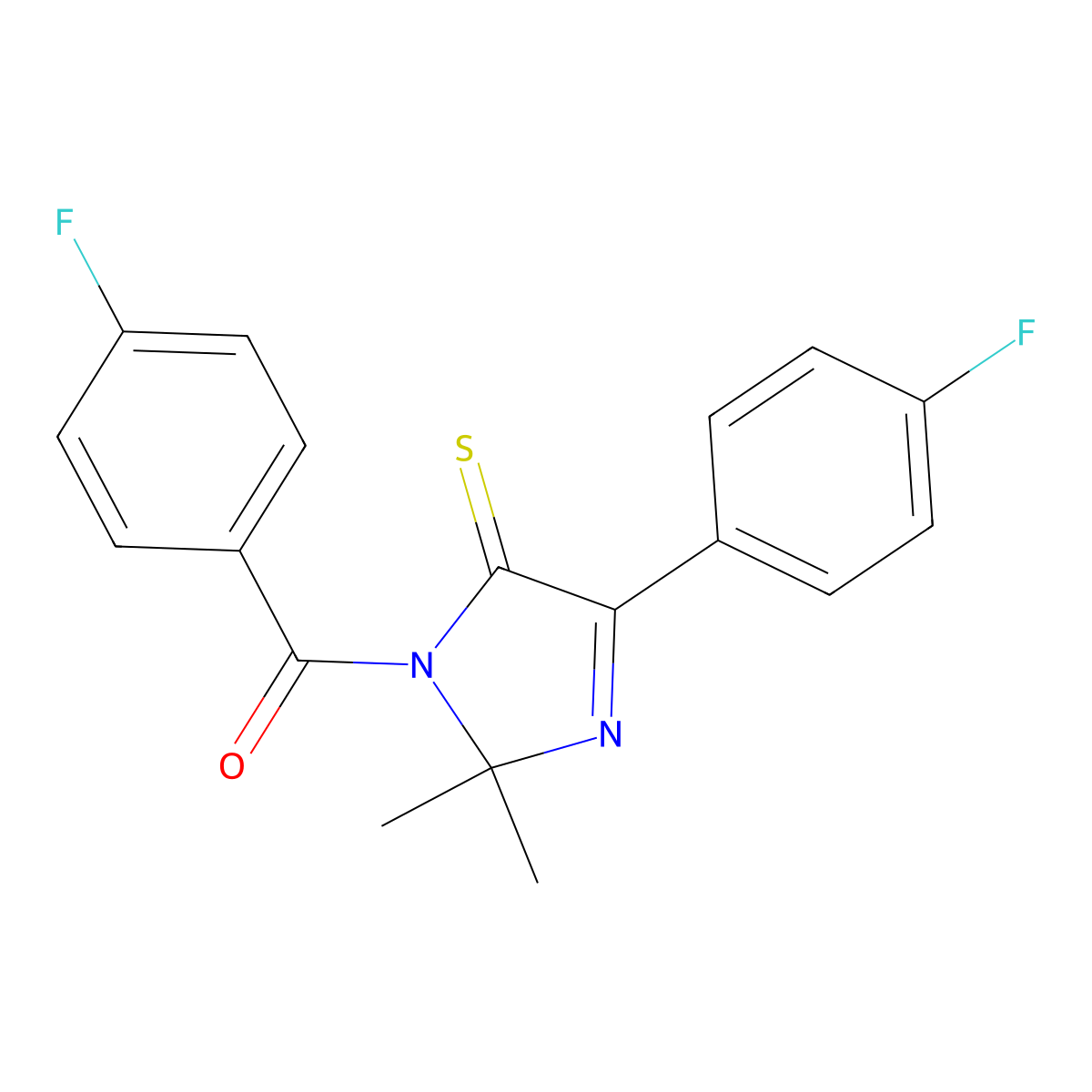 1-(4-fluorobenzoyl)-4-(4-fluorophenyl)-2,2-dimethyl-2,5-dihydro-1H-imidazole-5-thione molecular structure, CAS 1223904-46-8