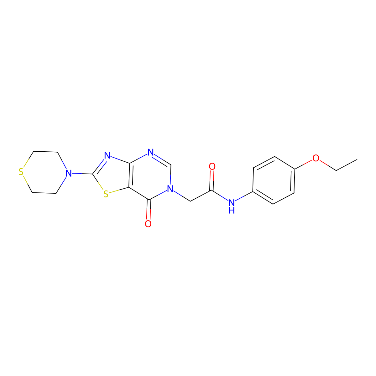 N-(4-ethoxyphenyl)-2-(7-oxo-2-thiomorpholinothiazolo[4,5-d]pyrimidin-6(7H)-yl)acetamide molecular structure, CAS 1223906-46-4