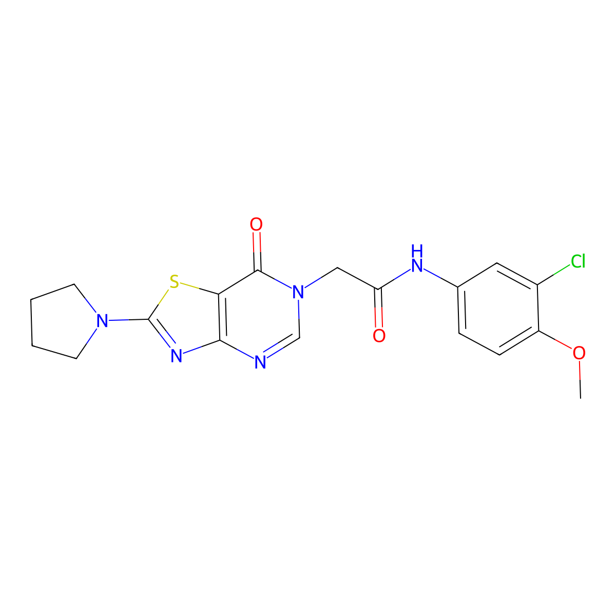 N-(3-chloro-4-methoxyphenyl)-2-(7-oxo-2-(pyrrolidin-1-yl)thiazolo[4,5-d]pyrimidin-6(7H)-yl)acetamide molecular structure, CAS 1223909-02-1