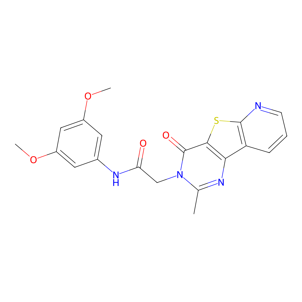 N-(3,5-dimethoxyphenyl)-2-(2-methyl-4-oxopyrido[3',2':4,5]thieno[3,2-d]pyrimidin-3(4H)-yl)acetamide molecular structure, CAS 1223910-01-7